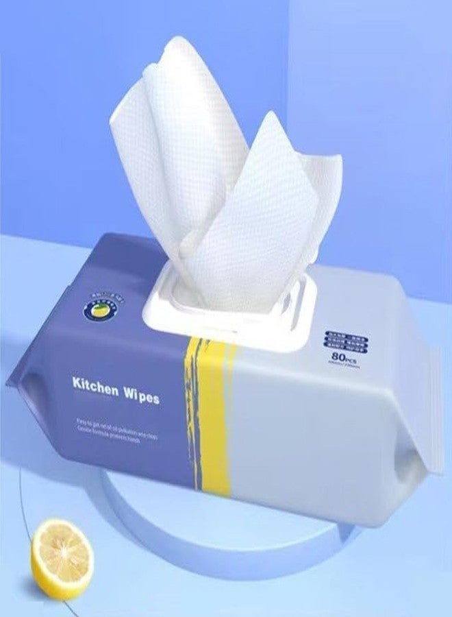 Bitrexup 80 pcs Kitchen Cleaning Wipes | Strong Decontamination Kitchen Wipes | Disposable Kitchen Wet Wipes Household Cloth Towel For Removing Grease Stains And Cleaning Glass Table Wet Tissue Wipes - Image 1