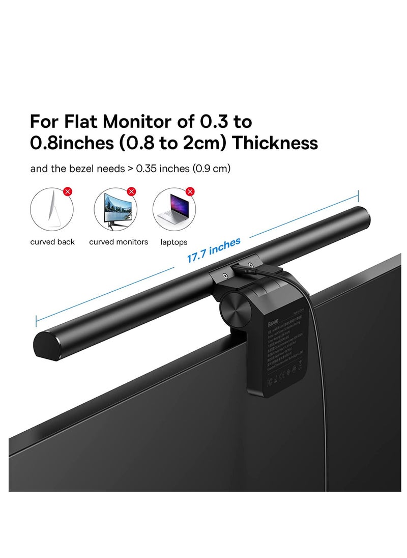 Baseus - Computer Monitor Light Bar LED Desk Lamp for Eyes Protection, Adjustable Brightness & Color Temperature, USB Powered, Flicker-Free, Desk Lamp for Home Office, Reduce Eye Strain, LED Monitor Light for PC, Gaming, Study & Work, Compact & Space-Saving (Dark Grey) - Image 1