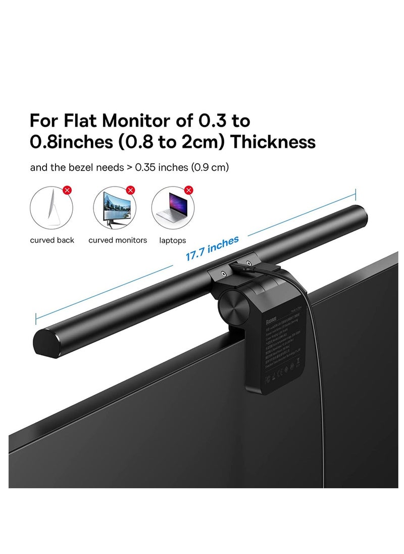 Baseus - Computer Monitor Light Bar LED Desk Lamp for Eyes Protection, Adjustable Brightness & Color Temperature, USB Powered, Flicker-Free, Desk Lamp for Home Office, Reduce Eye Strain, LED Monitor Light for PC, Gaming, Study & Work, Compact & Space-Saving (Dark Grey) - Image 1