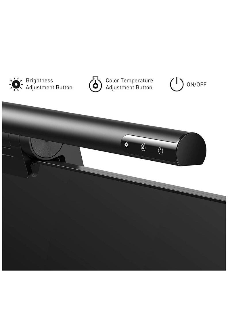 Baseus - Computer Monitor Light Bar LED Desk Lamp for Eyes Protection, Adjustable Brightness & Color Temperature, USB Powered, Flicker-Free, Desk Lamp for Home Office, Reduce Eye Strain, LED Monitor Light for PC, Gaming, Study & Work, Compact & Space-Saving (Dark Grey) - Image 1