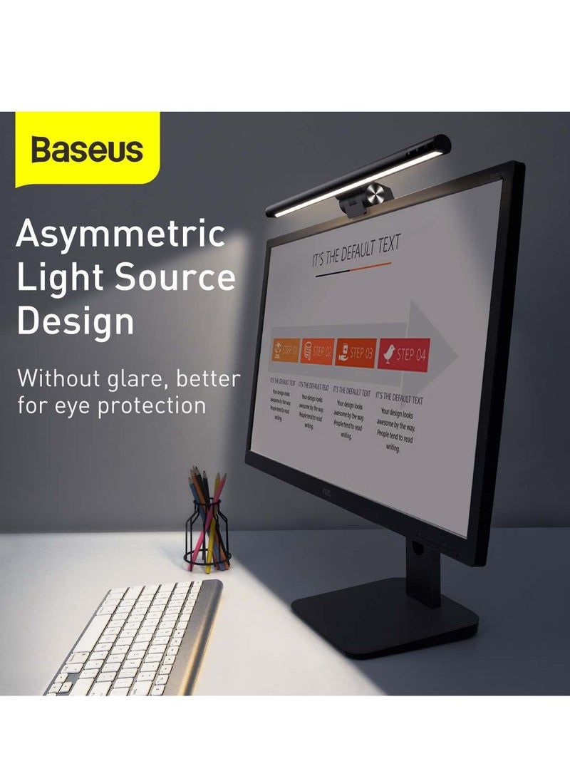Baseus - Computer Monitor Light Bar LED Desk Lamp for Eyes Protection, Adjustable Brightness & Color Temperature, USB Powered, Flicker-Free, Desk Lamp for Home Office, Reduce Eye Strain, LED Monitor Light for PC, Gaming, Study & Work, Compact & Space-Saving (Dark Grey) - Image 1