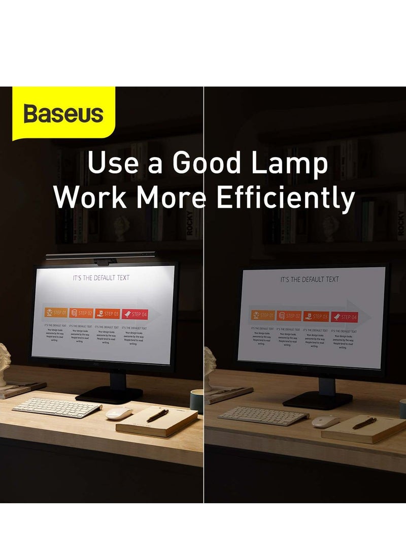 Baseus - Computer Monitor Light Bar LED Desk Lamp for Eyes Protection, Adjustable Brightness & Color Temperature, USB Powered, Flicker-Free, Desk Lamp for Home Office, Reduce Eye Strain, LED Monitor Light for PC, Gaming, Study & Work, Compact & Space-Saving (Dark Grey) - Image 1