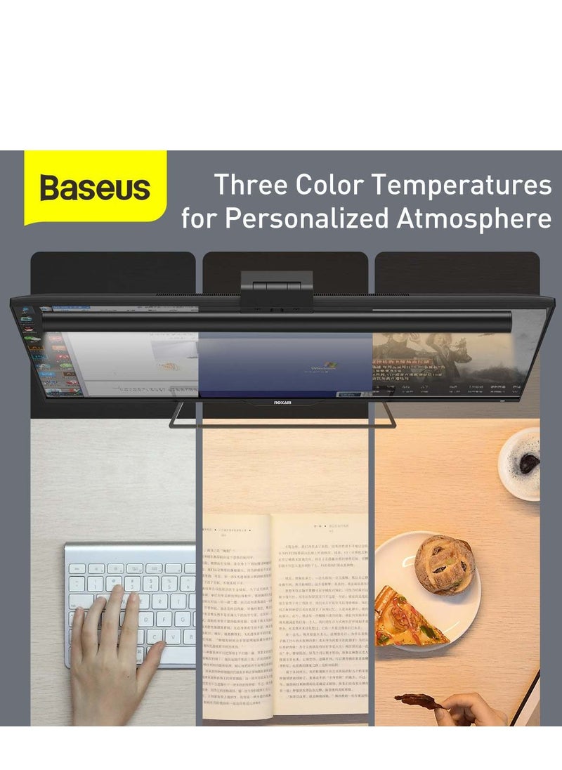 Baseus - Computer Monitor Light Bar LED Desk Lamp for Eyes Protection, Adjustable Brightness & Color Temperature, USB Powered, Flicker-Free, Desk Lamp for Home Office, Reduce Eye Strain, LED Monitor Light for PC, Gaming, Study & Work, Compact & Space-Saving (Dark Grey) - Image 1