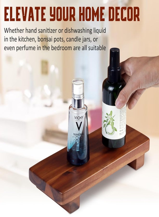 DEMIGO Acacia Wood Pedestal Soap Stand 9.8x4 Inches, 100% Solid Wood Riser, Rustic Candle Plant Holder, Soap Dish Holder Decor, Display Rectangular Tray for Kitchen Bathroom Counter Sink Farmhouse Decor - Image 4