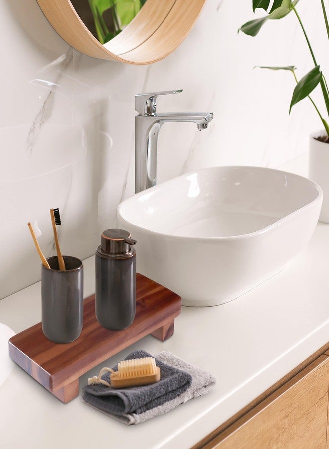 DEMIGO Acacia Wood Pedestal Soap Stand 9.8x4 Inches, 100% Solid Wood Riser, Rustic Candle Plant Holder, Soap Dish Holder Decor, Display Rectangular Tray for Kitchen Bathroom Counter Sink Farmhouse Decor - Image 5