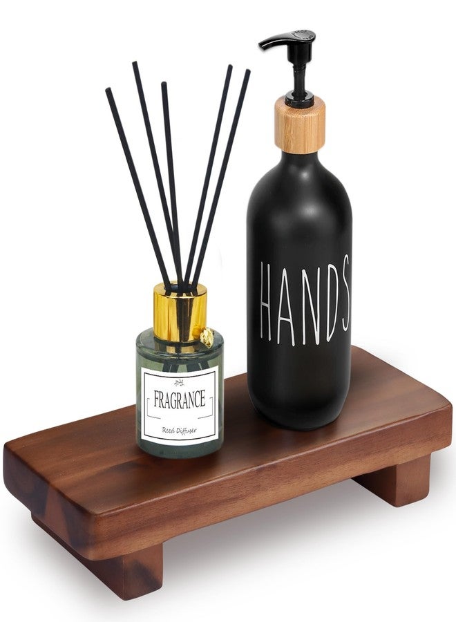 DEMIGO Acacia Wood Pedestal Soap Stand 9.8x4 Inches, 100% Solid Wood Riser, Rustic Candle Plant Holder, Soap Dish Holder Decor, Display Rectangular Tray for Kitchen Bathroom Counter Sink Farmhouse Decor - Image 1