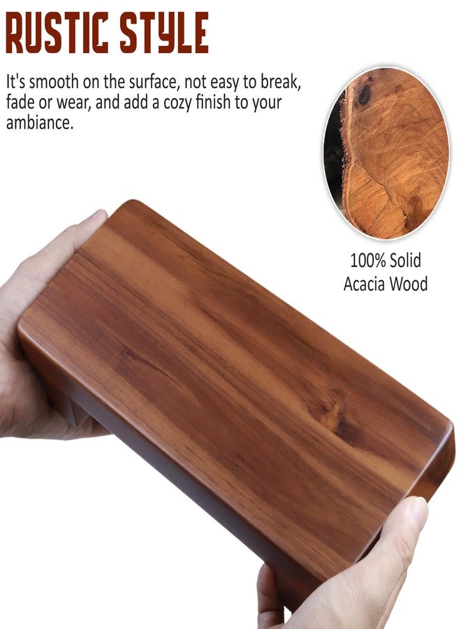 DEMIGO Acacia Wood Pedestal Soap Stand 9.8x4 Inches, 100% Solid Wood Riser, Rustic Candle Plant Holder, Soap Dish Holder Decor, Display Rectangular Tray for Kitchen Bathroom Counter Sink Farmhouse Decor - Image 3