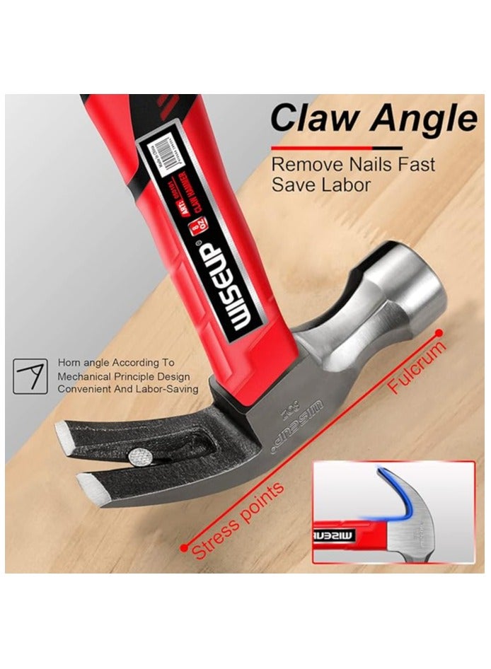 وايزأب مطرقة WISEUP المصنوعة من الفولاذ الكربوني والموفرة للعمالة والمقبض المصنوع من الألياف الزجاجية والمقاومة للصدأ وأدوات يدوية متينة سعة 160 أونصة - Image 2