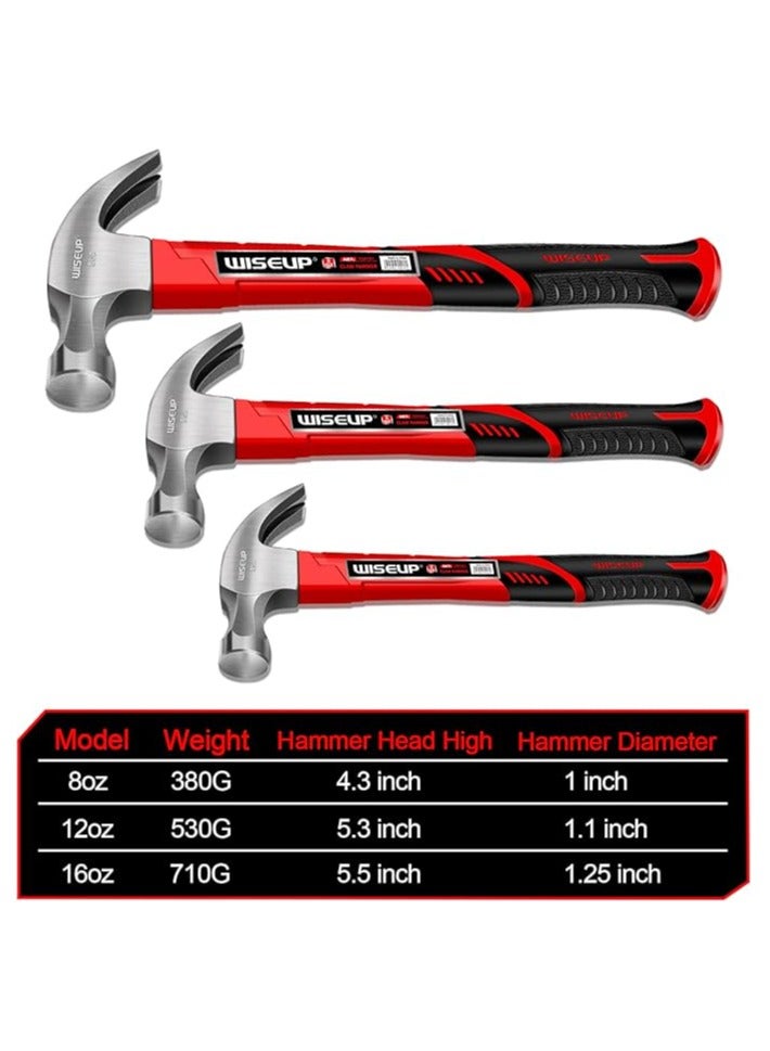 وايزأب مطرقة WISEUP المصنوعة من الفولاذ الكربوني والموفرة للعمالة والمقبض المصنوع من الألياف الزجاجية والمقاومة للصدأ وأدوات يدوية متينة سعة 160 أونصة - Image 4