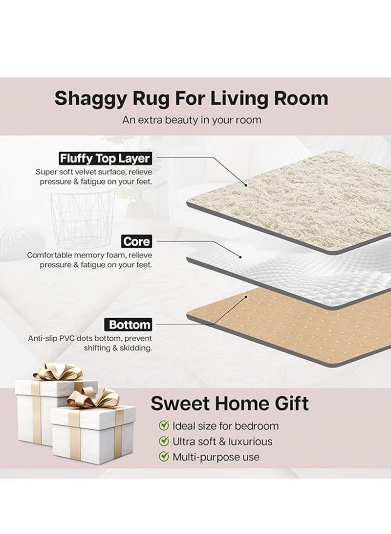 سوبر لينة السجاد ، السجاد منتفخ المنطقة ، ديكور المنزل الحديثة الكلمة حصيرة الطفل ، ومناسبة لغرف النوم وغرف المعيشة وغرف الأطفال الداخلية ديكور المنزل السجاد ( أبيض ، 150 × 200 سم ) - Image 5