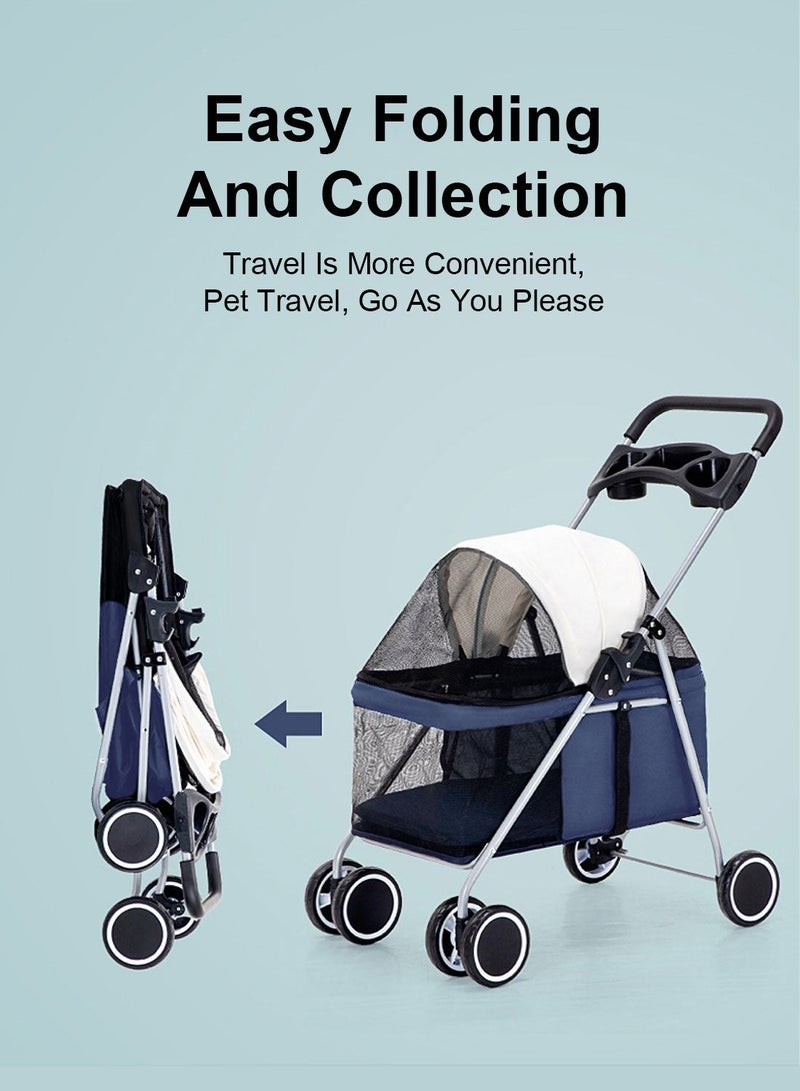 Kidle Foldable Cat Dog Stroller Pet Stroller Outdoor Lightweight Pet Stroller Large Space Pet Stroller - Image 2