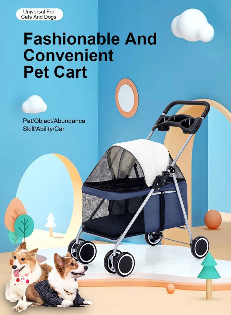 Kidle Foldable Cat Dog Stroller Pet Stroller Outdoor Lightweight Pet Stroller Large Space Pet Stroller - Image 5