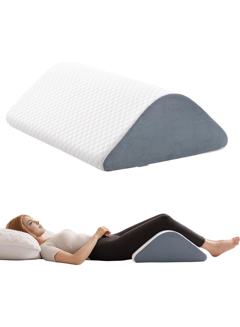 Knee Wedge Pillow 8'' for Post-Surgery Recovery - Leg Elevation Support for Sleep Position, Alleviating Lower Back & Hip Pain Enhancing Circulation in Ankles Legs Triangle Pillow with Removable Cover  - Image 1