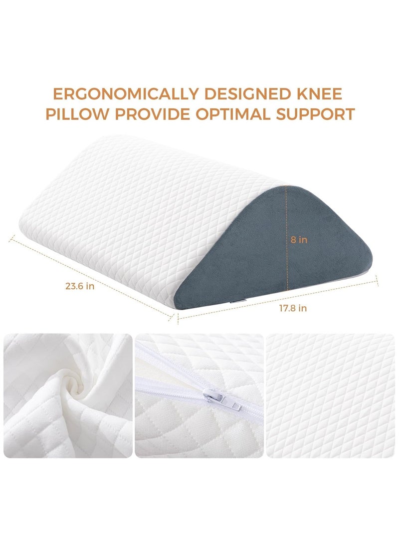 Knee Wedge Pillow 8'' for Post-Surgery Recovery - Leg Elevation Support for Sleep Position, Alleviating Lower Back & Hip Pain Enhancing Circulation in Ankles Legs Triangle Pillow with Removable Cover  - Image 4