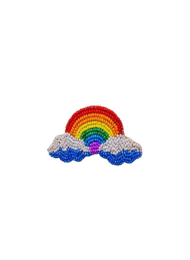 Abeo India Rainbow Beaded Hair Clip, Handmade, 7.1 cm x 3 cm, 15g, Multicolour - Image 1