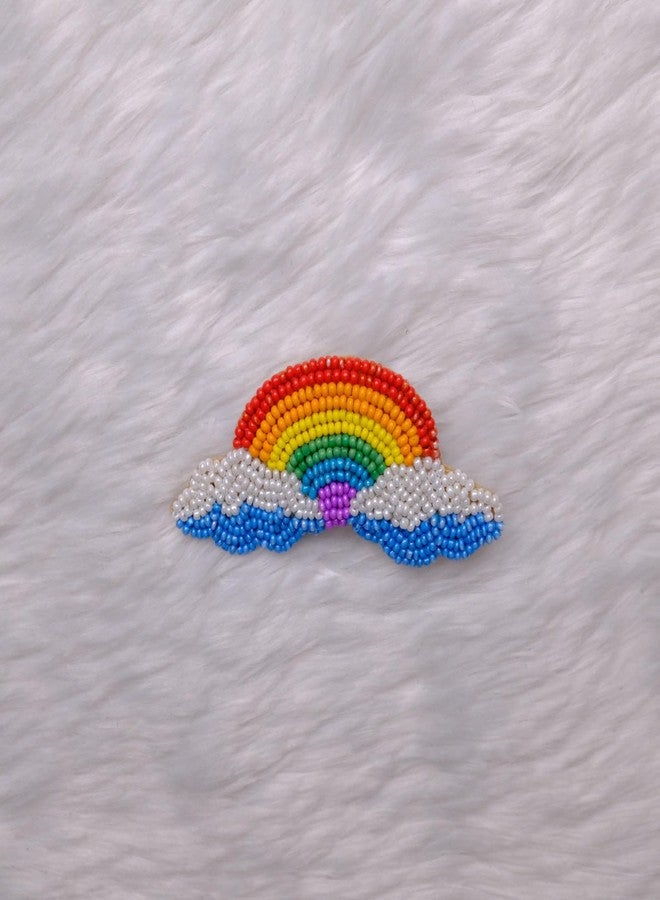 Abeo India Rainbow Beaded Hair Clip, Handmade, 7.1 cm x 3 cm, 15g, Multicolour - Image 2