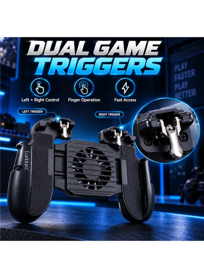 Earldom ET-F06 Mobile Gaming Controller Cooling Fan Dual Trigger for PUBG COD Free Fire Smartphone Black - Image 4