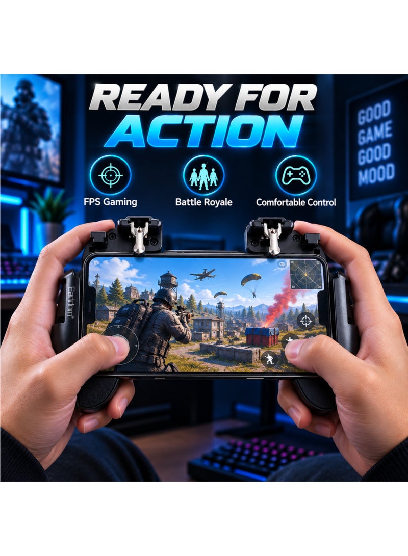 Earldom ET-F06 Mobile Gaming Controller Cooling Fan Dual Trigger for PUBG COD Free Fire Smartphone Black - Image 3