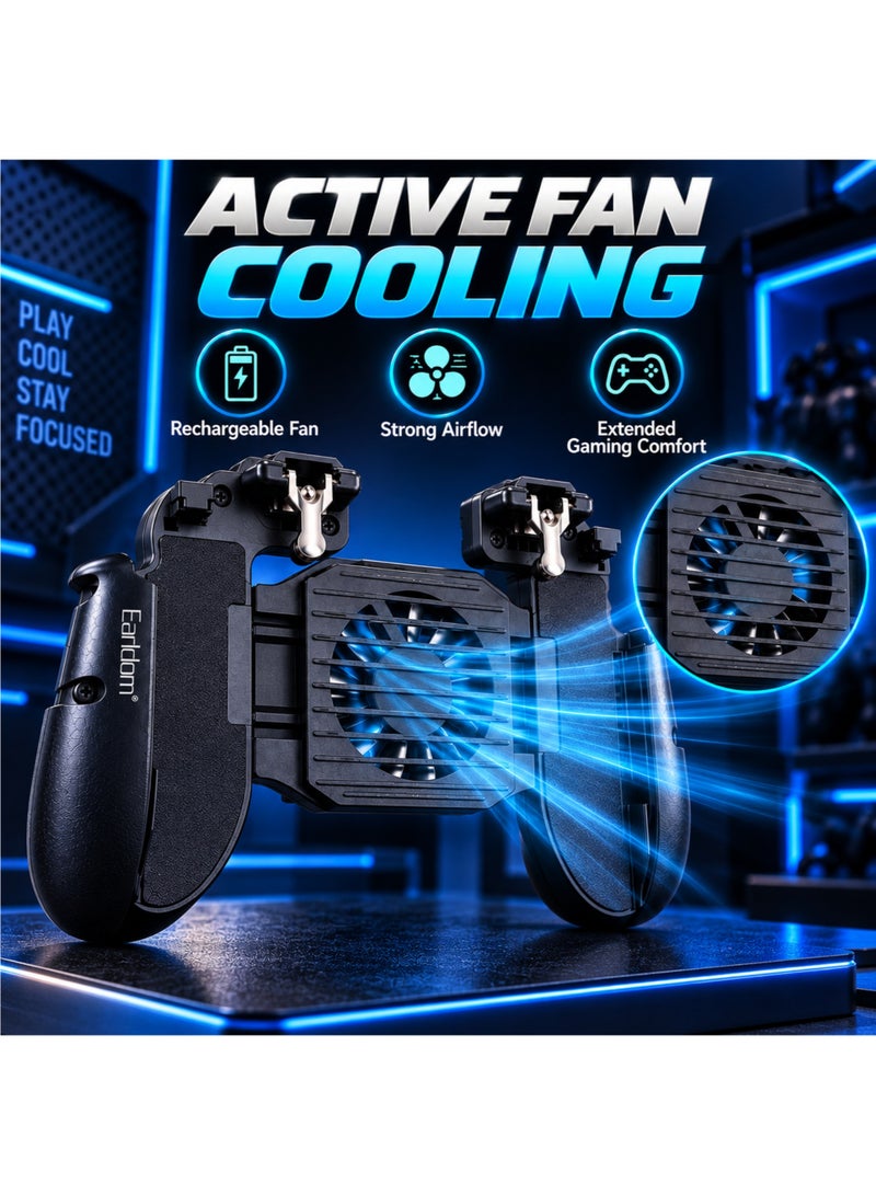 Earldom ET-F06 Mobile Gaming Controller Cooling Fan Dual Trigger for PUBG COD Free Fire Smartphone Black - Image 5