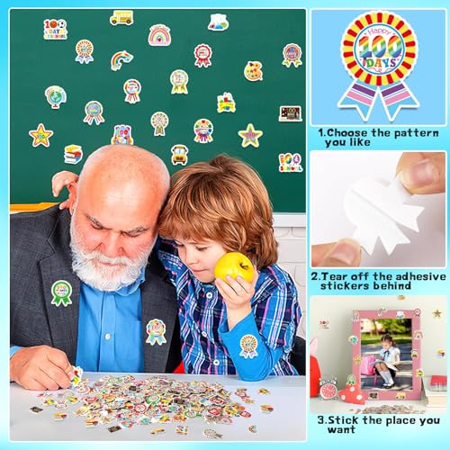 JULBEAR 300Pcs 100 Days of School Foam Stickers Self-Adhesive Campus Smarter Motivational Reward Stickers for 100th Day of School Party Classroom Decoration Favor Supplies - Image 4
