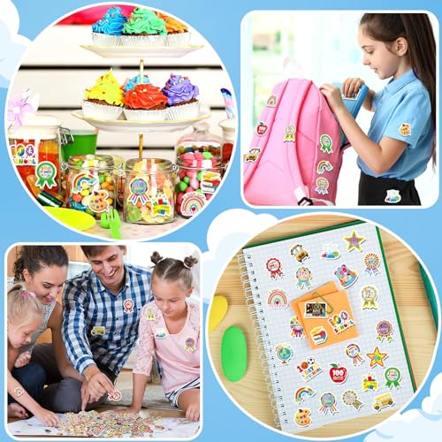 JULBEAR 300Pcs 100 Days of School Foam Stickers Self-Adhesive Campus Smarter Motivational Reward Stickers for 100th Day of School Party Classroom Decoration Favor Supplies - Image 5