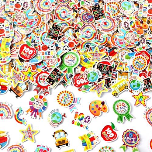 JULBEAR 300Pcs 100 Days of School Foam Stickers Self-Adhesive Campus Smarter Motivational Reward Stickers for 100th Day of School Party Classroom Decoration Favor Supplies - Image 1