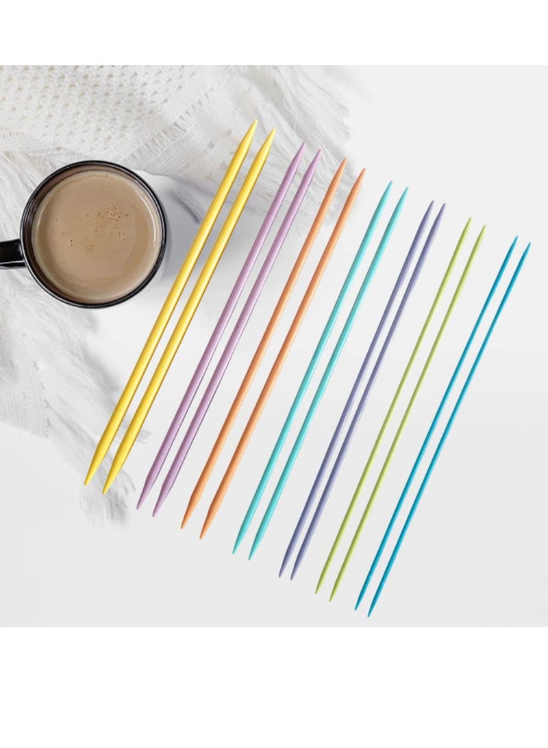 Colorful 14 Inch Double Pointed Knitting Needles Set with 7 Pairs in Various Sizes Perfect for Sweaters Shawls and Scarves - Image 1