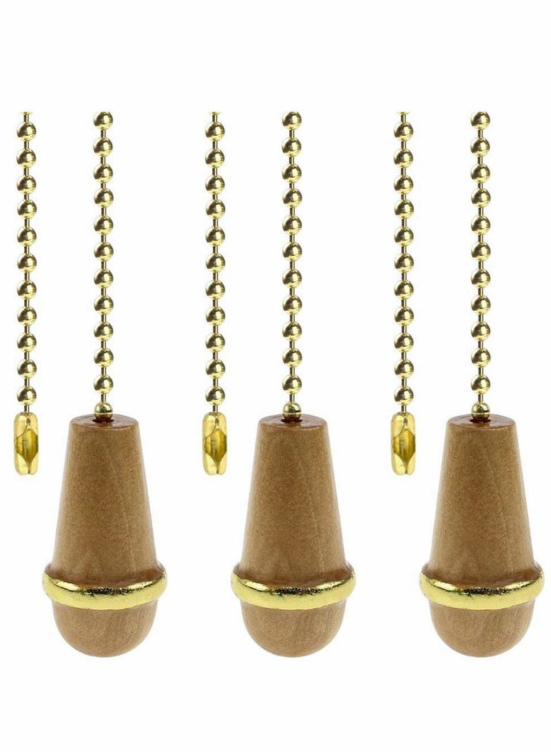 Loquat Wooden Handle Pull Chains, 3 Pcs Light Pull Chain, Fan Pull Chain - Image 1