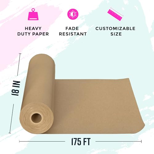 Bryco Goods Jumbo Kraft Paper Roll - Brown - 18" x 2100" (175') - USA Made - Suitable for Packing - Moving - Shipping - Crafts - Wall Art - Bulletin Boards - Floor Covering - Table Runner - Image 3