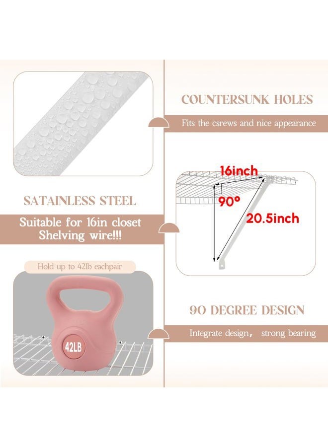 Innconee 12 Pcs 16Inch Support Brackets for Wire Shelving Wire Shelf Brackets Closet Shelf Brackets with Anchors and Pins for Installation Wire Shelving Support Brackets for Support Closet Wire - Image 3