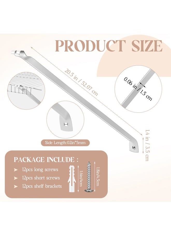 Innconee 12 Pcs 16Inch Support Brackets for Wire Shelving Wire Shelf Brackets Closet Shelf Brackets with Anchors and Pins for Installation Wire Shelving Support Brackets for Support Closet Wire - Image 2