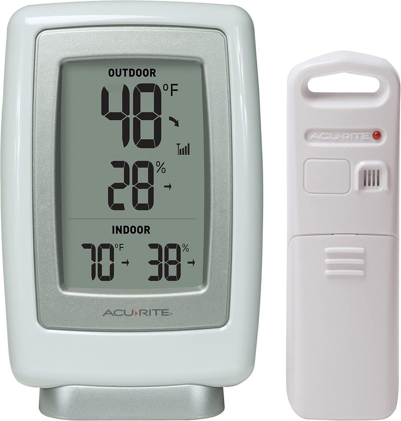 Acurite 00611 Indoor Outdoor Thermometer with Wireless Temperature Sensor & Hygrometer White Small - Image 1