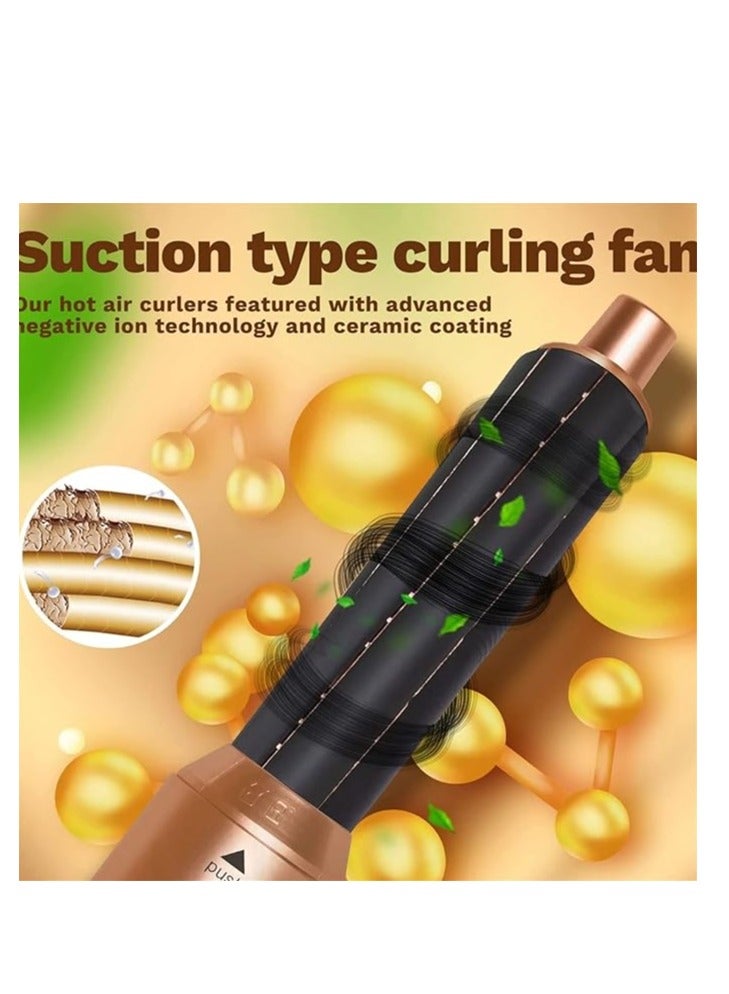 general 5 in 1 Hair Dryer, Hair Straightener Comb Curling Brush with 5 Interchangeable Barrels, Negative Ion Salon Styler Tools for Curling Drying Straightening Rotating Anti-scald (Gold) - Image 4