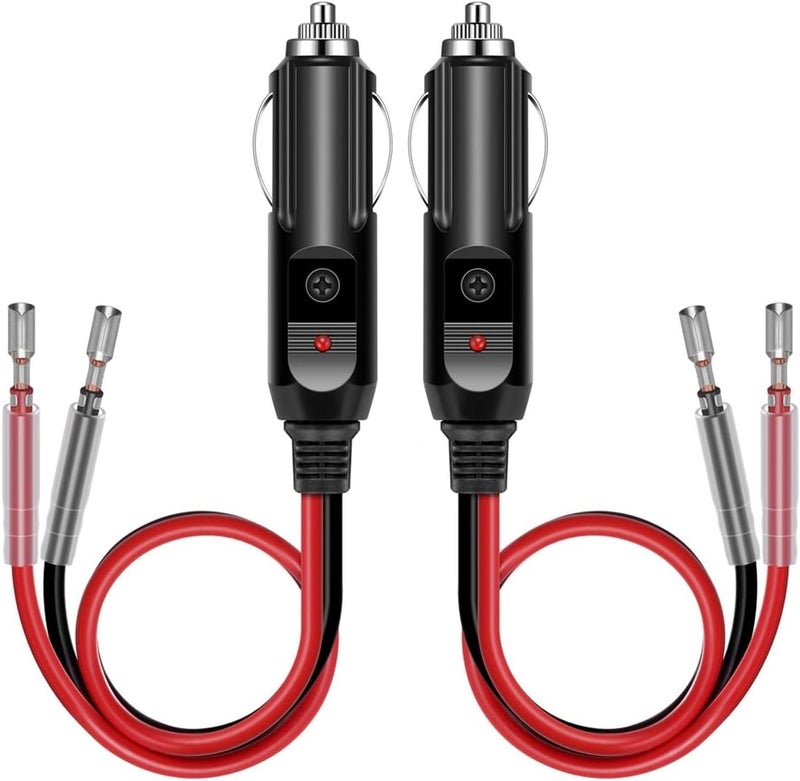 Car Cigarette Lighter Plug: 2Pcs 30Cm 16Awg Heavy-Duty Cable - Built-In 15A Fuse Safe Power Supply 12V Car Plug Adapter for 12V/24V Vehicles, Car Campers, Diyers - Image 1