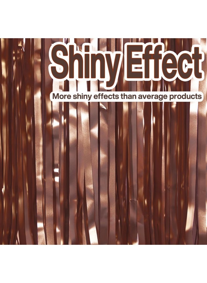 PartyWoo PartyWoo Foil Curtain 2 pcs, 3.3x6.6 ft Metallic Brown Tinsel Curtains, Backdrop Curtain, Foil Fringe Curtains, String Curtain, Birthday Decorations, Party Backdrop, Wedding Backdrop  - Image 2