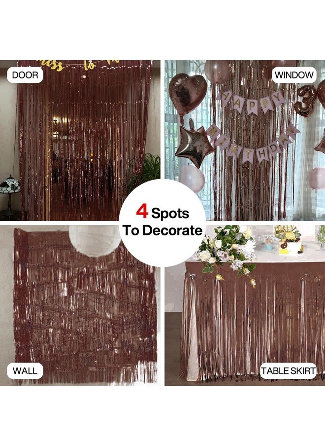 PartyWoo PartyWoo Foil Curtain 2 pcs, 3.3x6.6 ft Metallic Brown Tinsel Curtains, Backdrop Curtain, Foil Fringe Curtains, String Curtain, Birthday Decorations, Party Backdrop, Wedding Backdrop  - Image 5