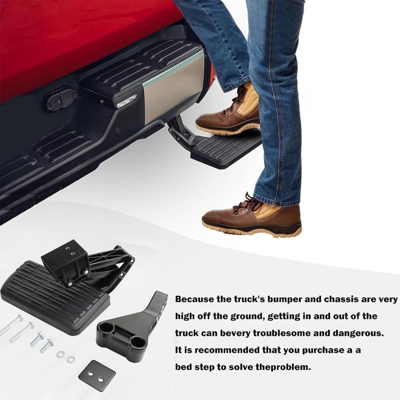 Generic Wocch Ram Rear Bed Step for 2009-2022 Ram 1500 2500 3500 (Excludes Dual Exhaust & EcoDiesel Models) Truck Bed Side Step Retractable Bumper Step Tailgate Bedstep Replace# 75306-01A  - Image 2