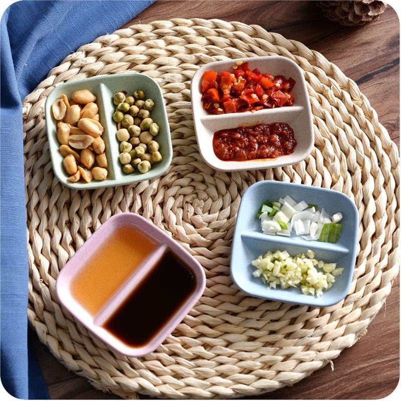 DLEST DLEST 4Pcs Sauce Plates Wheat Straw Fiber Side Dishes Small Dipping Bowl Colored Plate Dessert Plate for Soy Sauce Ketchup BBQ Sauce Seasoning BPAFree and EcoFriendly MultiColor - Image 2