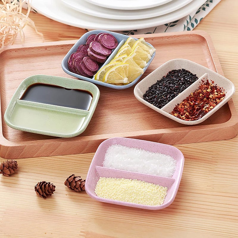 DLEST DLEST 4Pcs Sauce Plates Wheat Straw Fiber Side Dishes Small Dipping Bowl Colored Plate Dessert Plate for Soy Sauce Ketchup BBQ Sauce Seasoning BPAFree and EcoFriendly MultiColor - Image 4