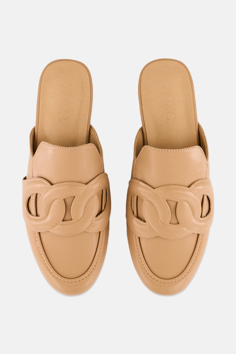 XOXO Women Slip On Ring Chain Mules, Cream  - Image 3