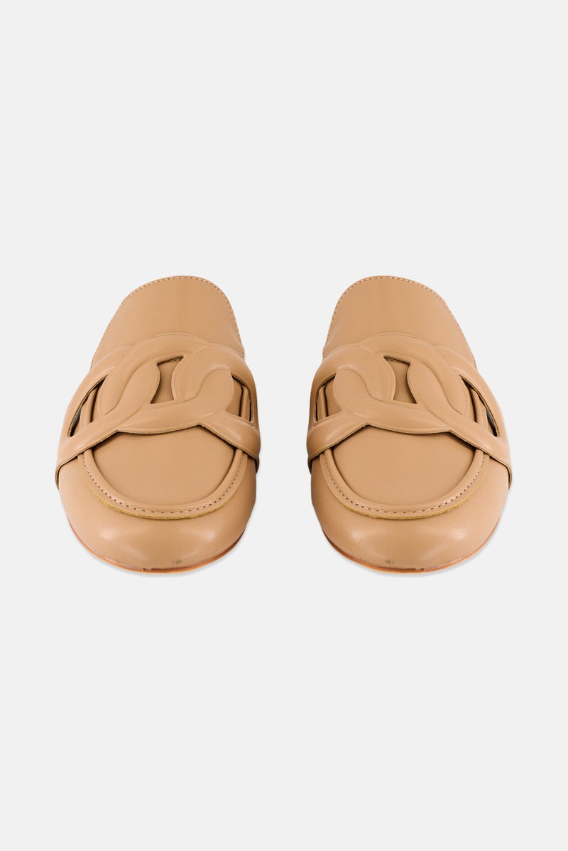 XOXO Women Slip On Ring Chain Mules, Cream  - Image 4
