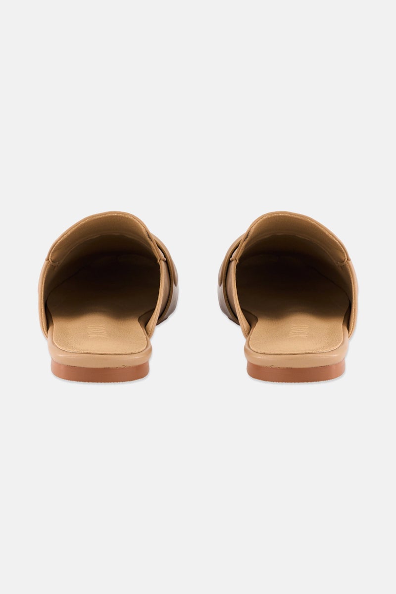 XOXO Women Slip On Ring Chain Mules, Cream  - Image 2