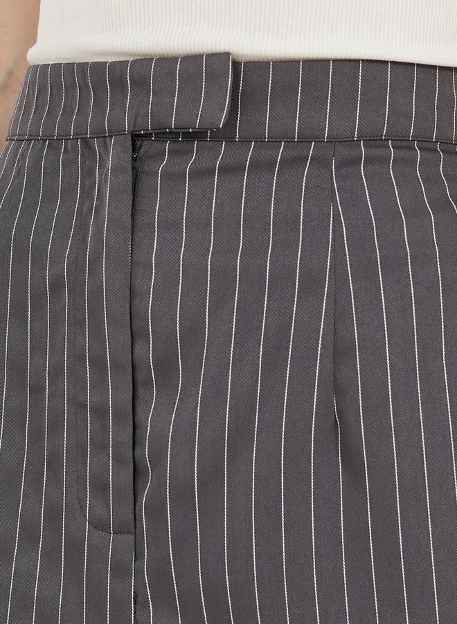 Styli Pinstriped Maxi Skirt with Back Slit  - Image 3