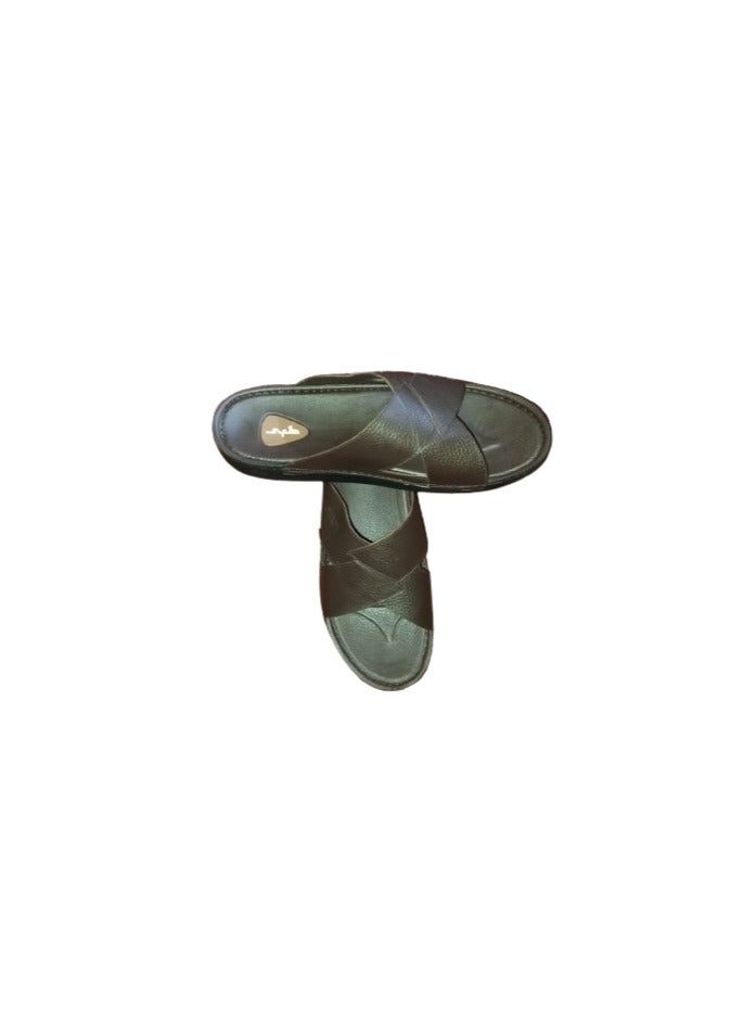 Hand Made Men's leather slippers made from natural leather; handcrafted men's sandals with a leather insole and orthopedic sole, ideal for those who suffer from heel pain. Available in brown  - Image 2