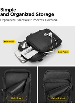 Spigen Dynamic Shield Cross Body Shoulder Travel Bag Lightweight Ergonomic Adjustable Strap Phone Holder Pouch for Hiking  Biking and Running - Black  - Image 4