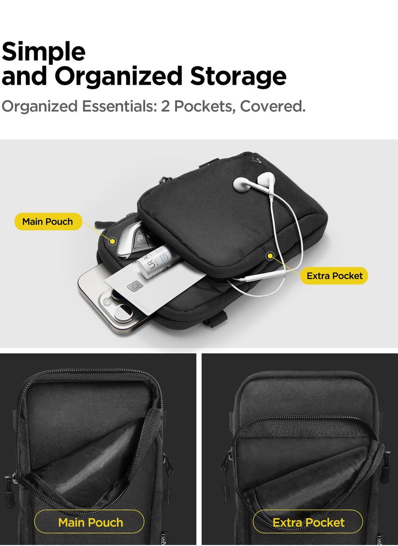 Spigen - Dynamic Shield Cross Body Shoulder Travel Bag Lightweight Ergonomic Adjustable Strap Phone Holder Pouch for Hiking  Biking and Running - Black - Image 1