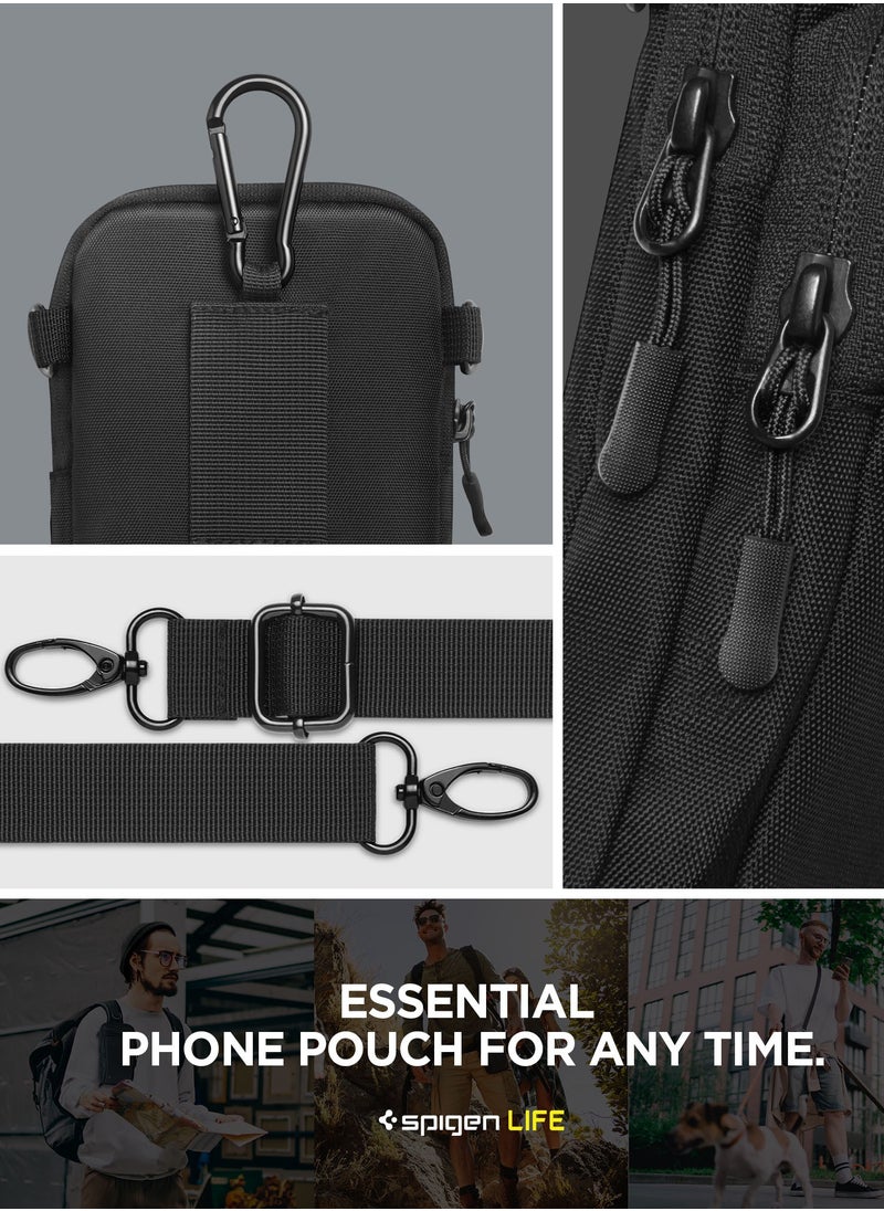 Spigen - Dynamic Shield Cross Body Shoulder Travel Bag Lightweight Ergonomic Adjustable Strap Phone Holder Pouch for Hiking  Biking and Running - Black - Image 1