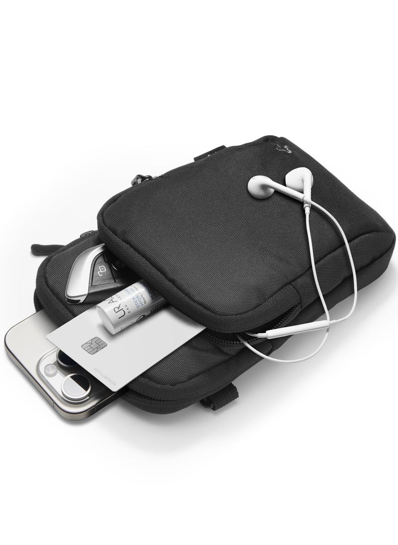 Spigen - Dynamic Shield Cross Body Shoulder Travel Bag Lightweight Ergonomic Adjustable Strap Phone Holder Pouch for Hiking  Biking and Running - Black - Image 1