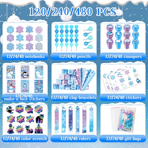 BenLouis 108Pcs Frozen School Stationery Party Favors Winter Snowflake Themed Classroom Gift Reward Prizes Bulk for Students Kids Holiday Frozen Birthday Goodie Bag Stuffers Pinata Filler - Image 5