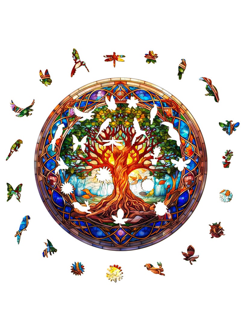 GALADUNE 200 pcs Jigsaws Puzzles for Adult & Kids Teens, Wooden Puzzles, DIY Educational Development Stress Relief Toys, Unique Ramadan Gift Souvenir, Natural Style Home Decorations, Tree of Life Pattern - Image 5